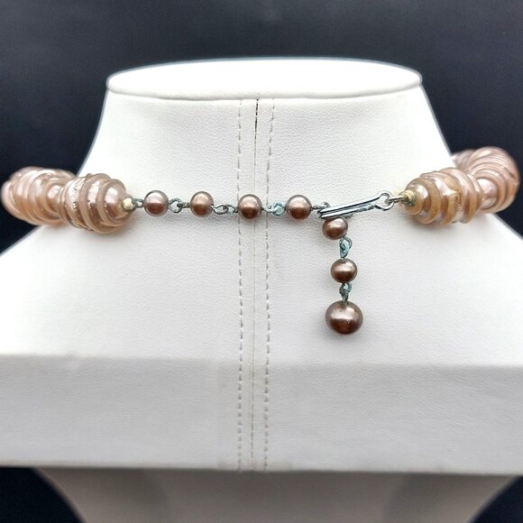 Vintage Japan Lampwork Glass Bead Necklace 13-16" Adjustable Choker - Picture 5 of 6